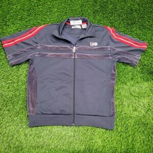 FILA Terry Track Jacket Small 21x25 Baggy Cropped